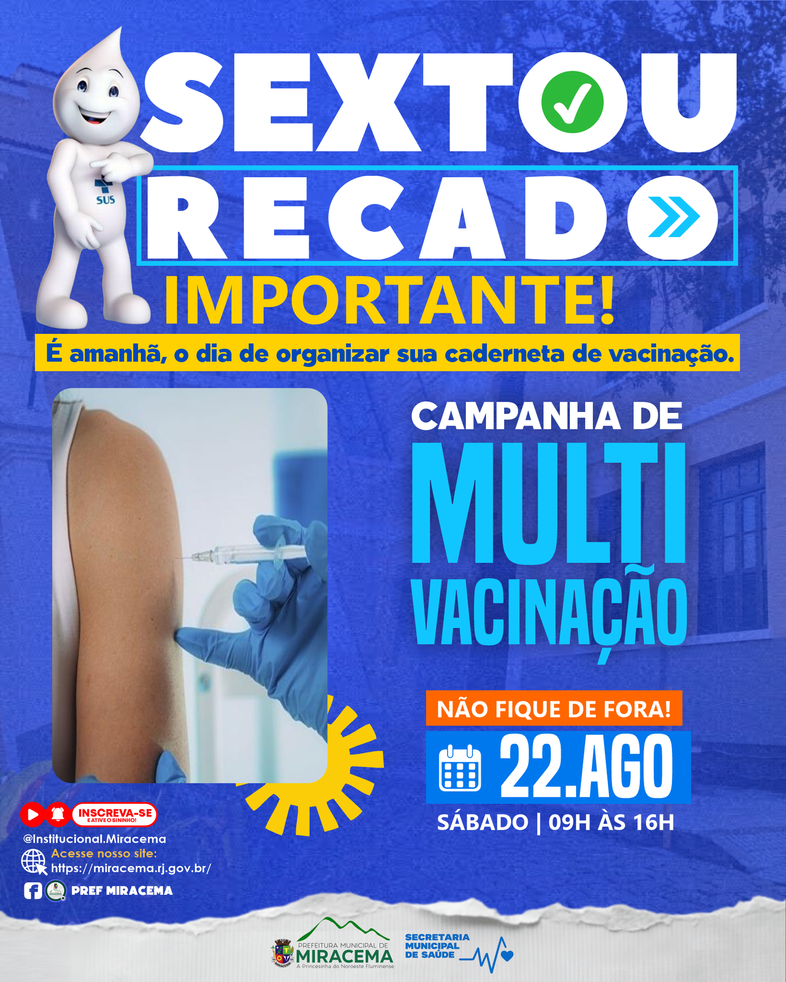 Miracema terá campanha de multivacinação neste sábado