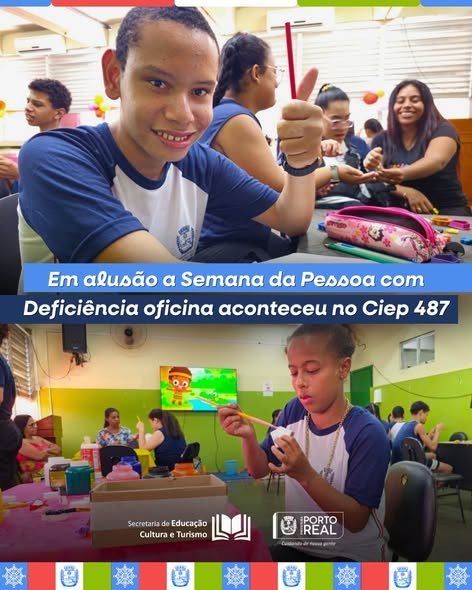 Oficina sobre inclusão mobiliza alunos do Ciep 487 em Porto Real