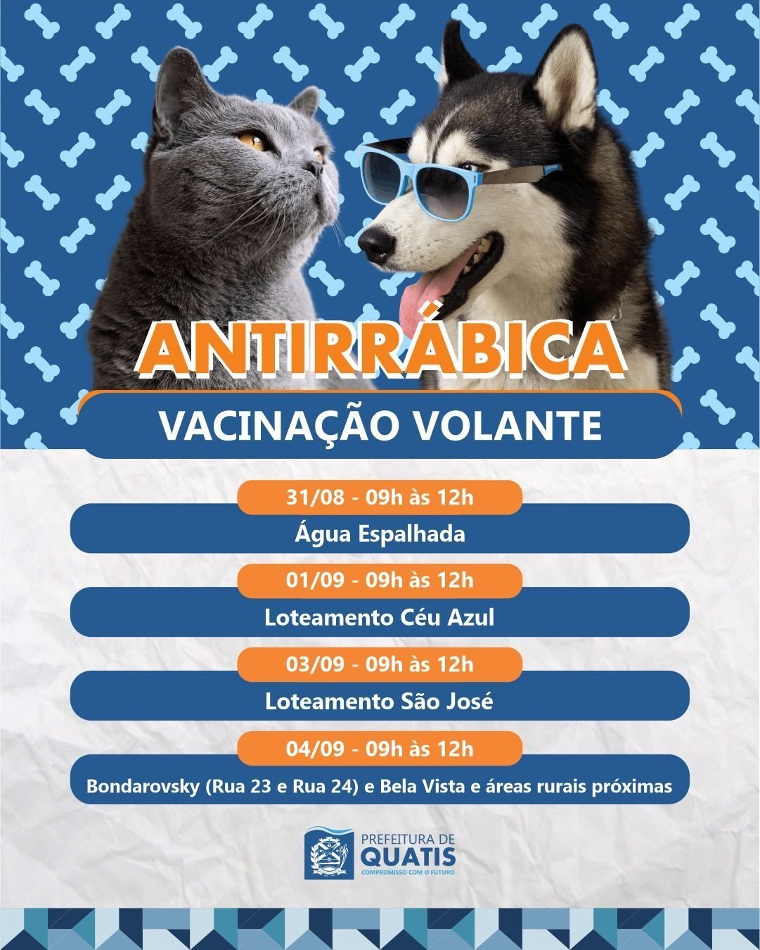 Quatis leva vacinação antirrábica a bairros e loteamentos