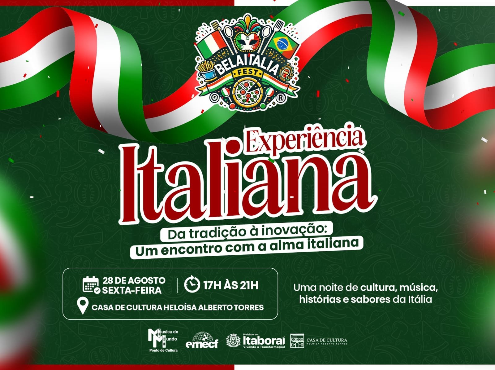 Itaboraí recebe evento gratuito sobre cultura italiana nesta sexta-feira