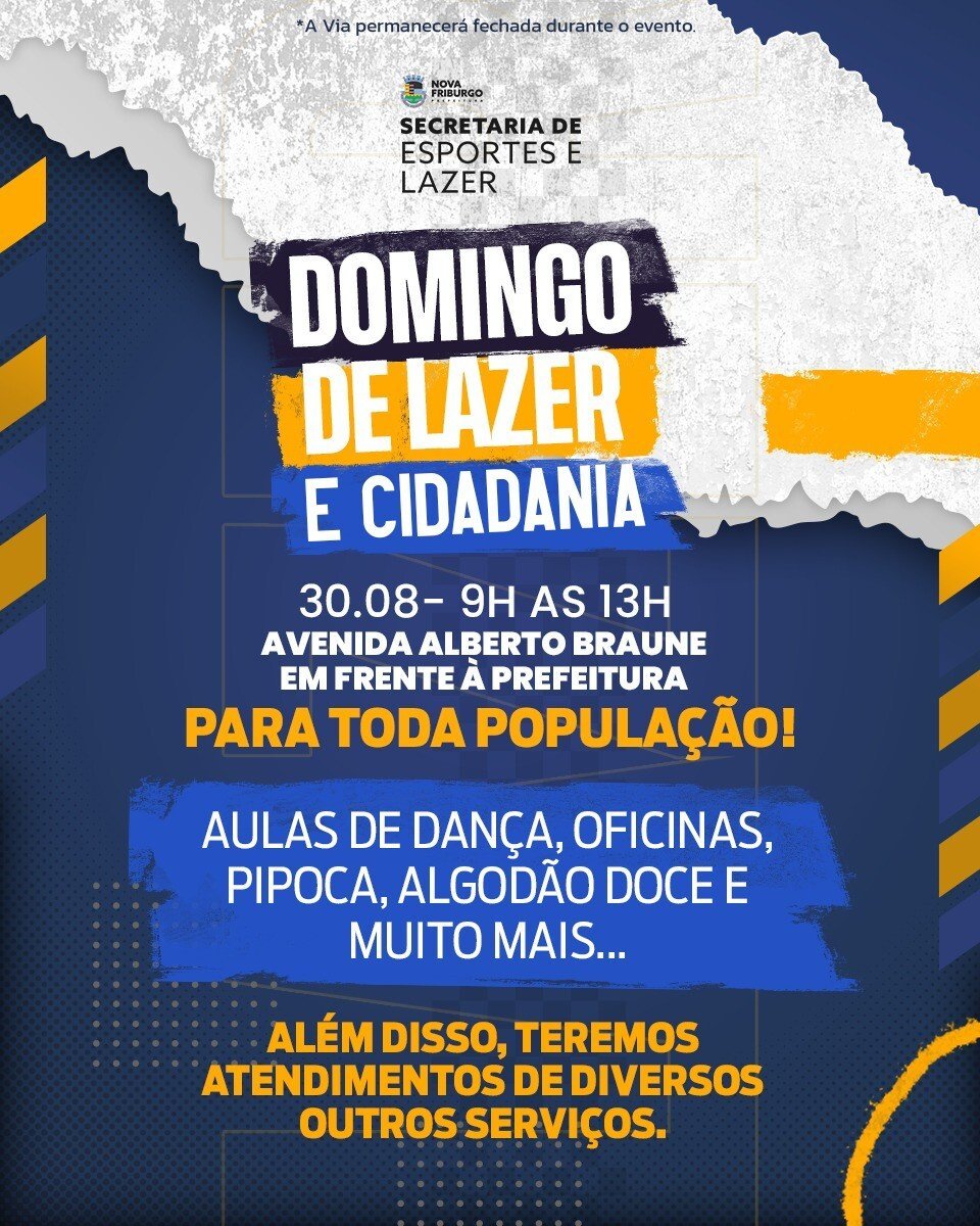 Domingo de Lazer terá atividades gratuitas em Nova Friburgo no dia 30