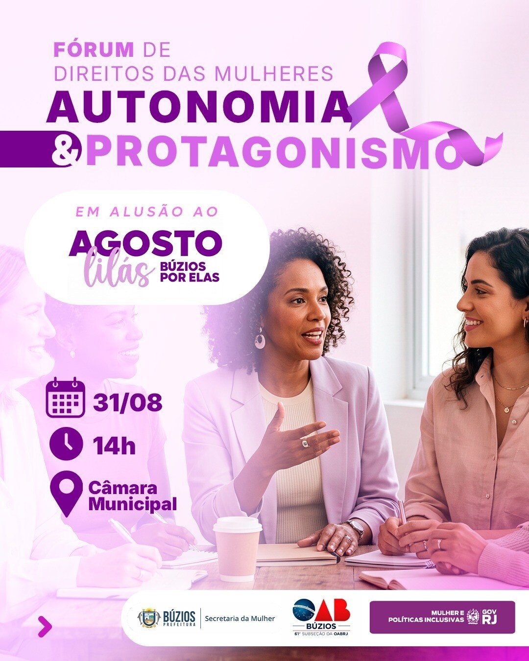 Búzios terá fórum sobre autonomia das mulheres na Câmara Municipal