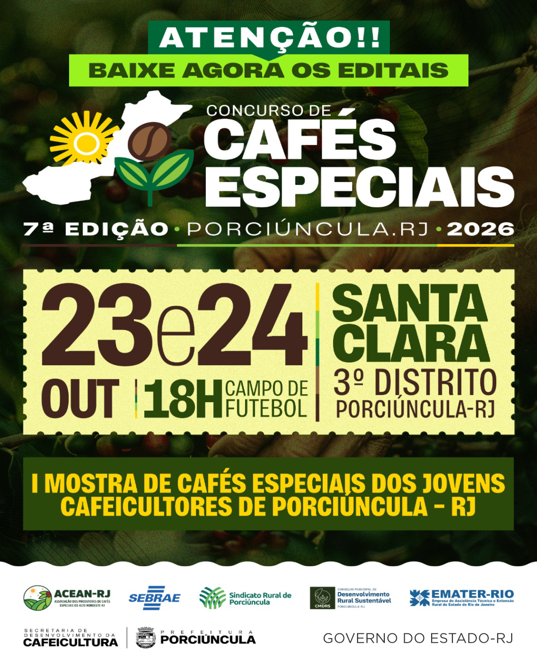 Porciúncula realiza 7º Concurso de Cafés Especiais em setembro e outubro