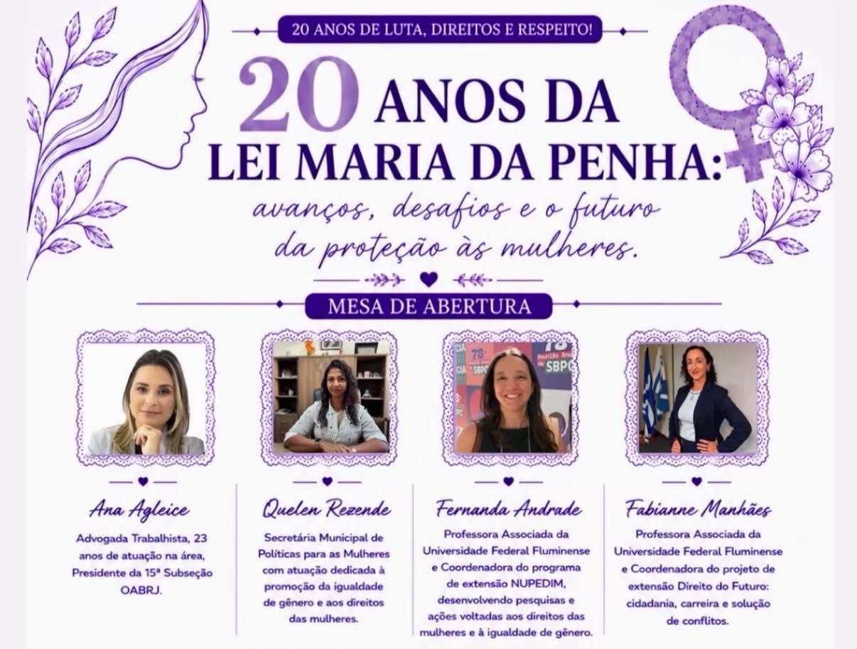 Macaé abre inscrições para debate sobre 20 anos da Lei Maria da Penha