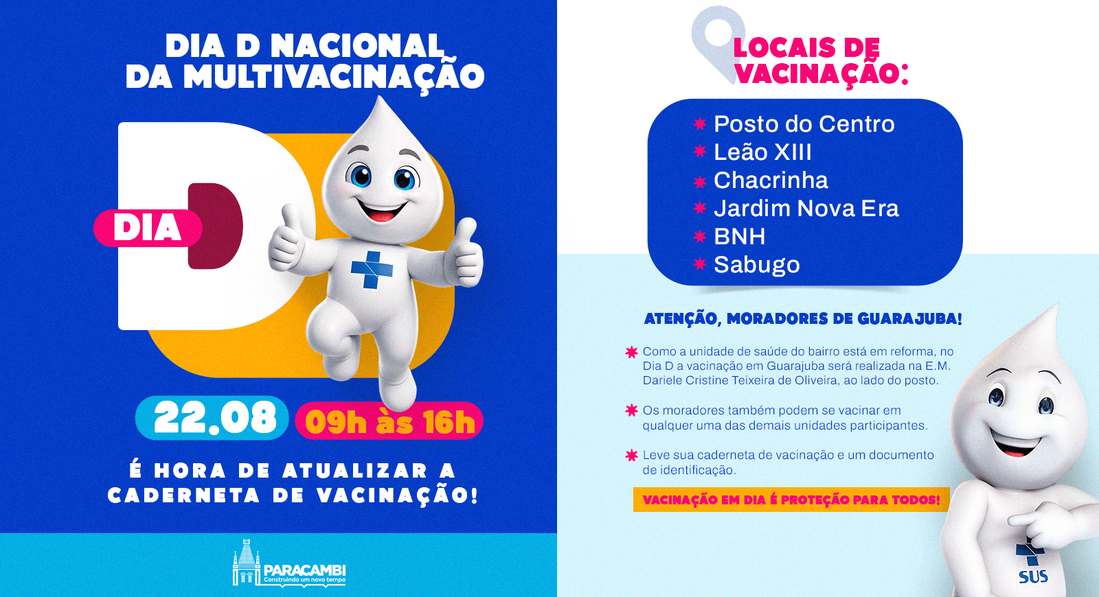 Dia D da Multivacinação acontece em 22 de agosto em Paracambi