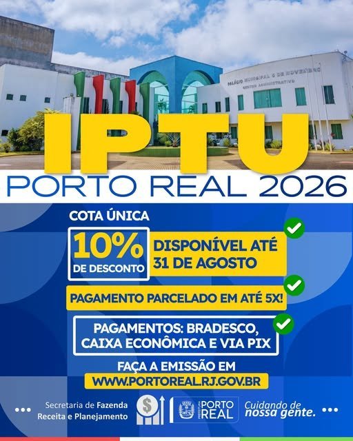 Porto Real disponibiliza emissão do IPTU 2026 pela internet