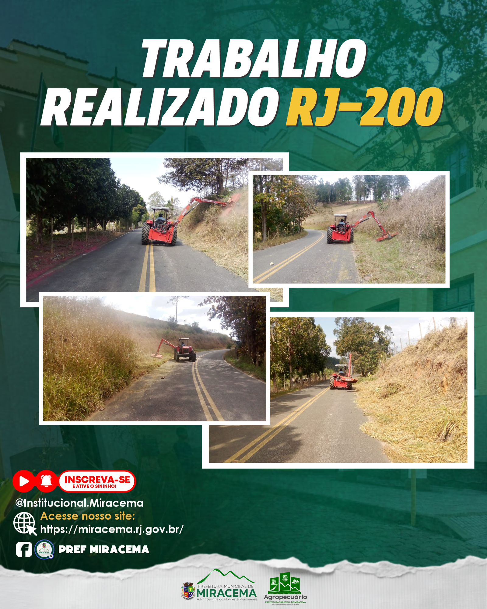 Roçada e manutenção melhoram trecho da RJ-200 em Miracema