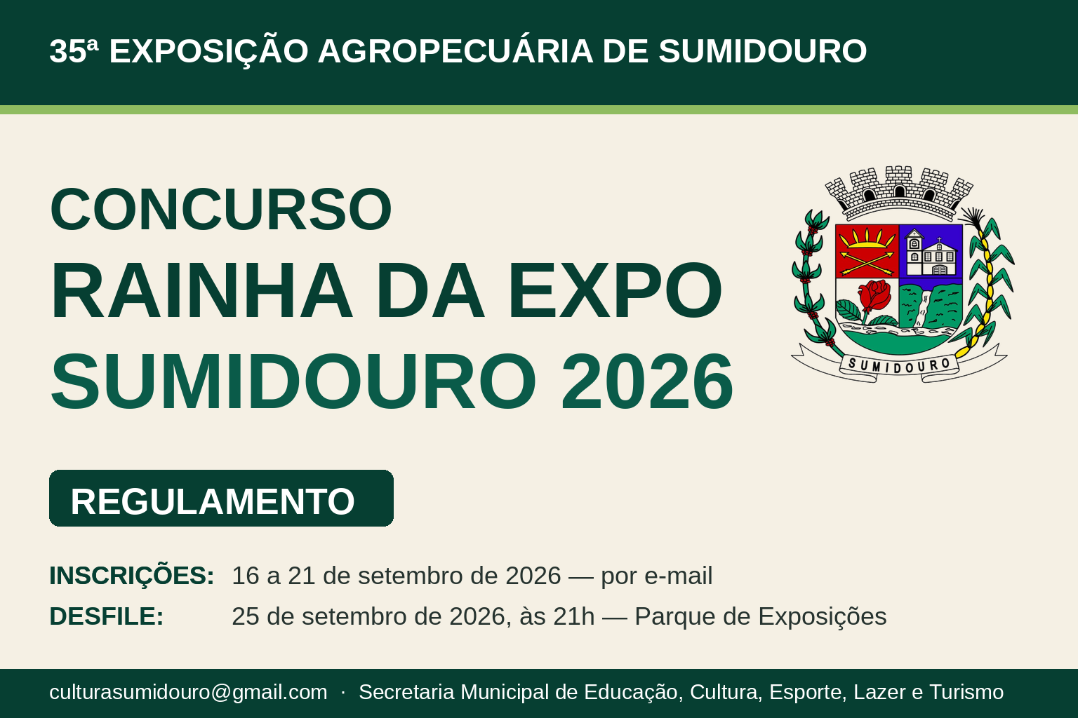 Sumidouro abre inscrições para concurso Rainha da Expo até 21 de setembro
