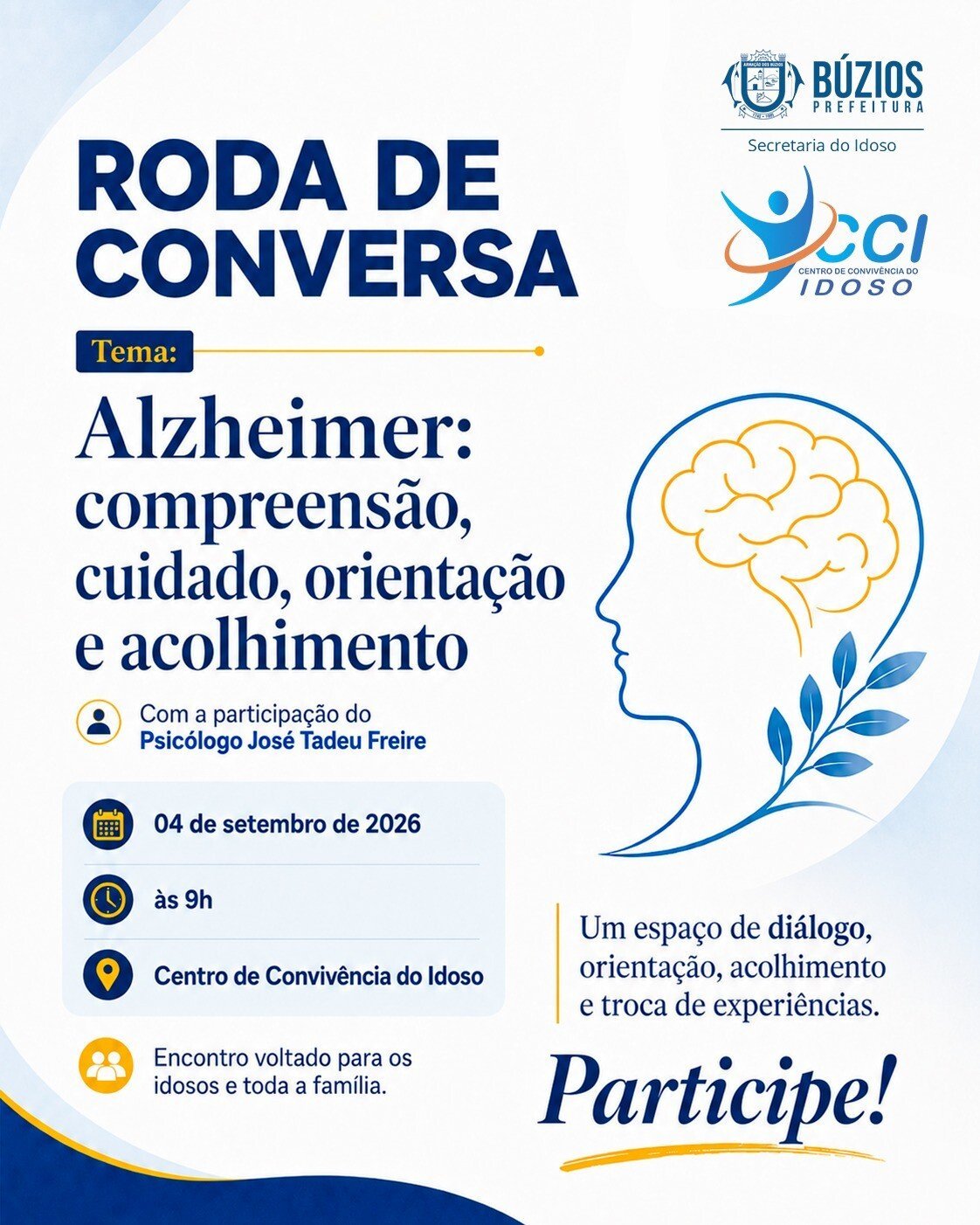 Búzios terá roda de conversa sobre Alzheimer no Centro do Idoso
