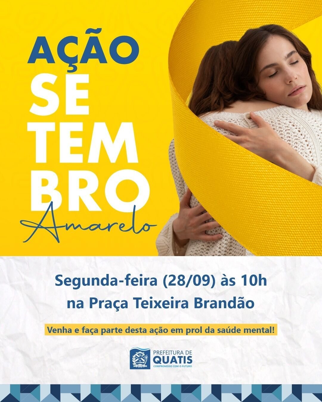 Quatis terá ação do Setembro Amarelo na Praça Teixeira Brandão