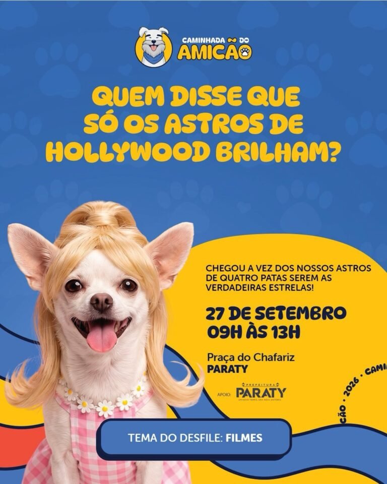 Paraty terá caminhada e desfile de fantasias para cães na Praça do Chafariz