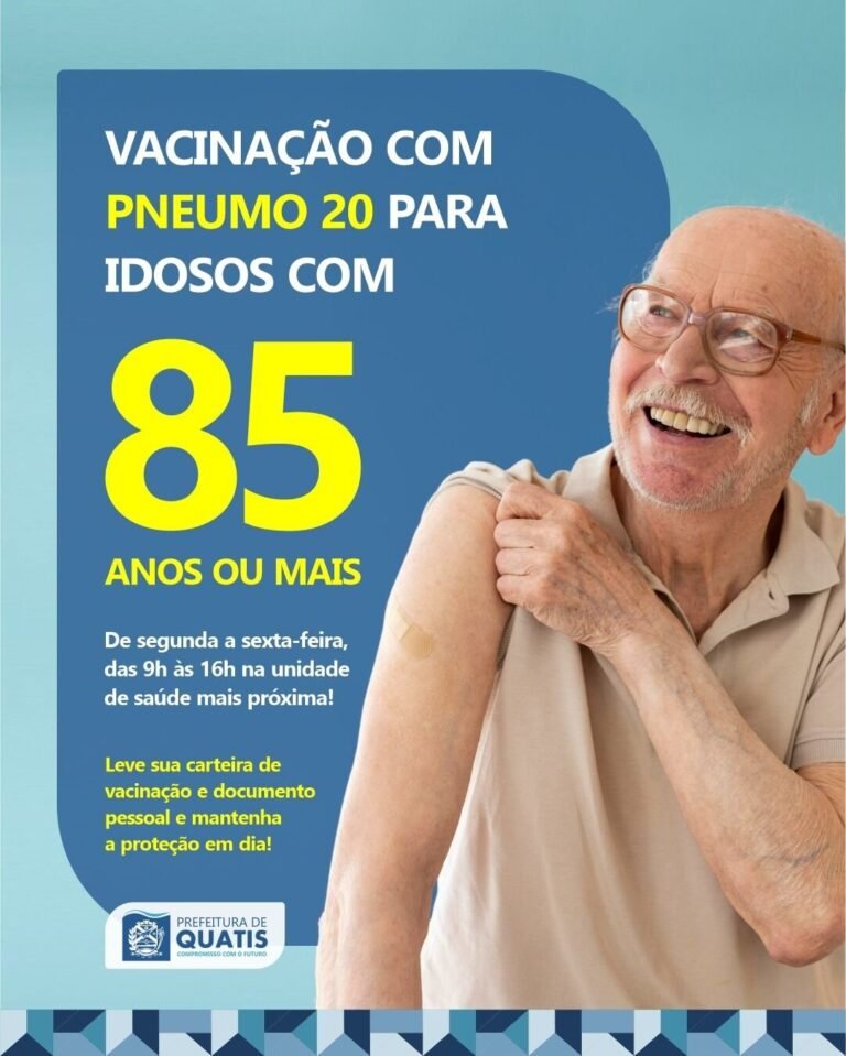 Quatis amplia vacinação com Pneumo 20 para pessoas com 85 anos ou mais