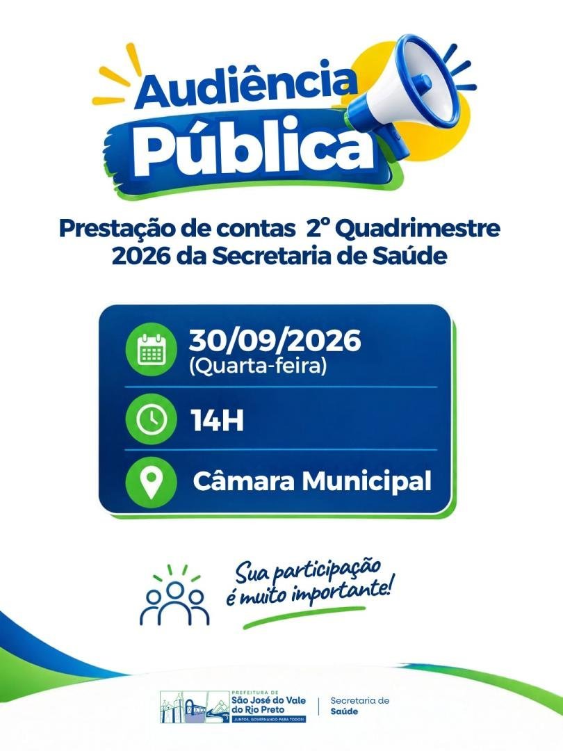 São José do Vale do Rio Preto terá prestação de contas da Saúde no dia 30