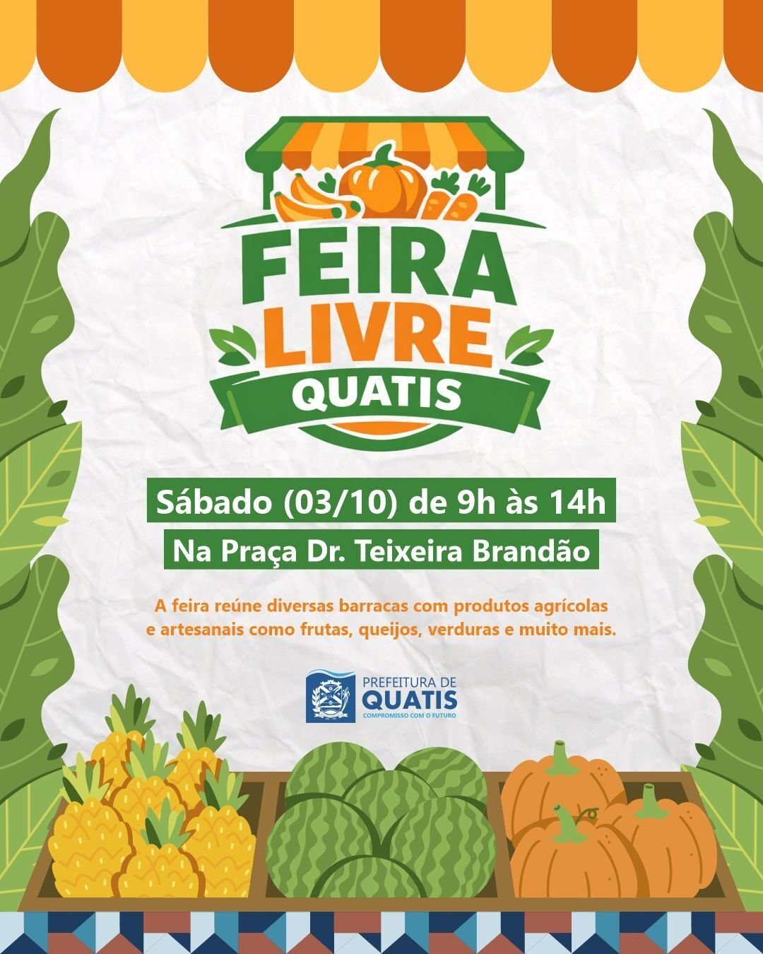 Quatis terá Feira Livre gratuita no sábado, 3 de outubro