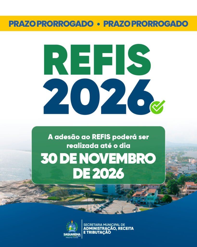 Saquarema prorroga adesão ao REFIS até 30 de novembro