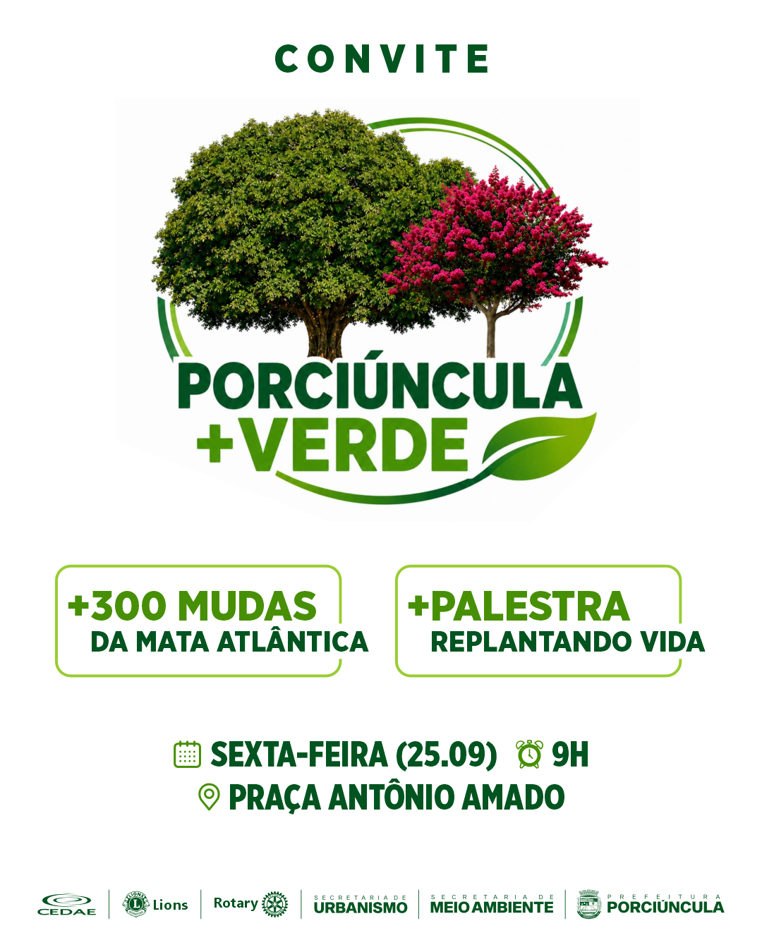 Porciúncula terá distribuição de mais de 300 mudas nativas nesta sexta-feira