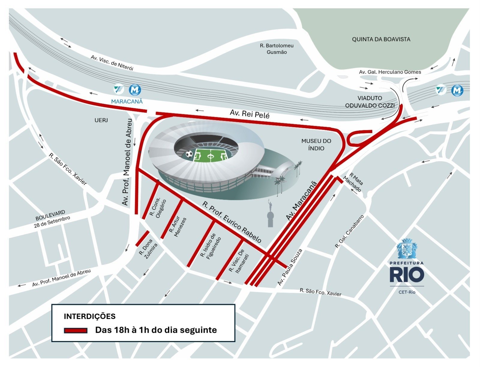 Rio terá interdições no entorno do Maracanã para Vasco x Fluminense