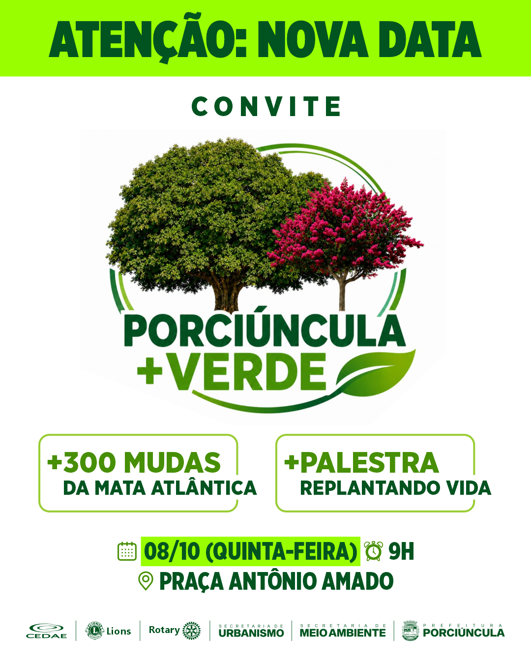 Porciúncula remarca doação de mais de 300 mudas para 8 de outubro