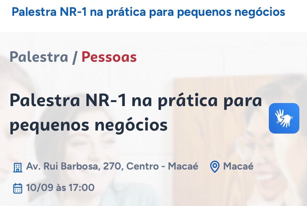Palestra gratuita orienta pequenos negócios sobre NR-1 em Macaé