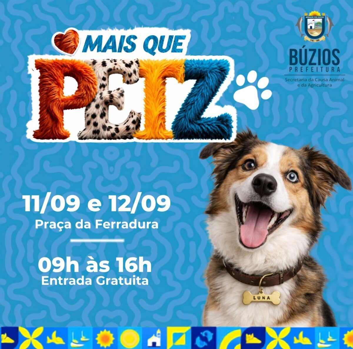 Búzios recebe evento gratuito para pets na Praça da Ferradura