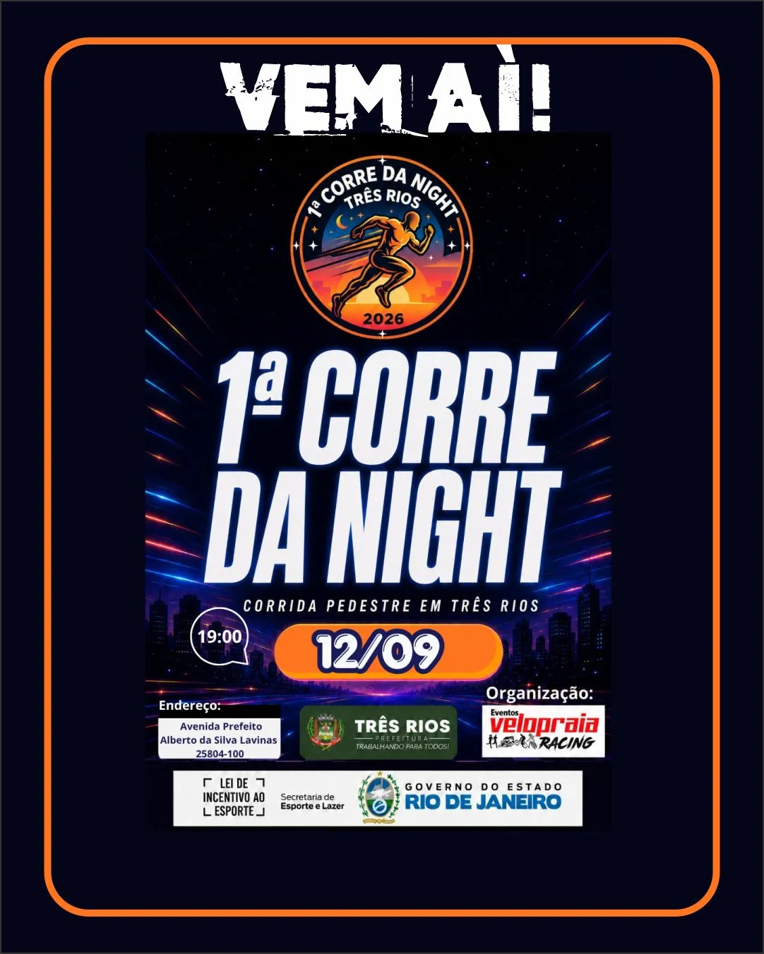 Três Rios terá corrida noturna de 5 km em setembro