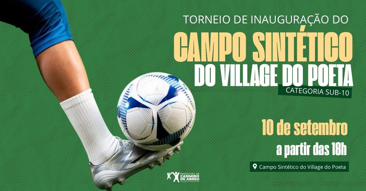 Campo sintético do Village do Poeta será inaugurado em Casimiro de Abreu no dia 10