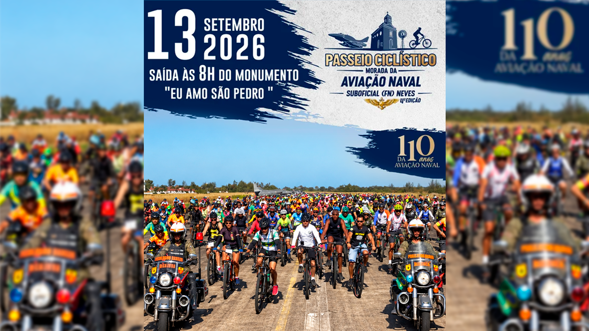 São Pedro da Aldeia terá passeio ciclístico gratuito até a Base Aérea Naval no domingo