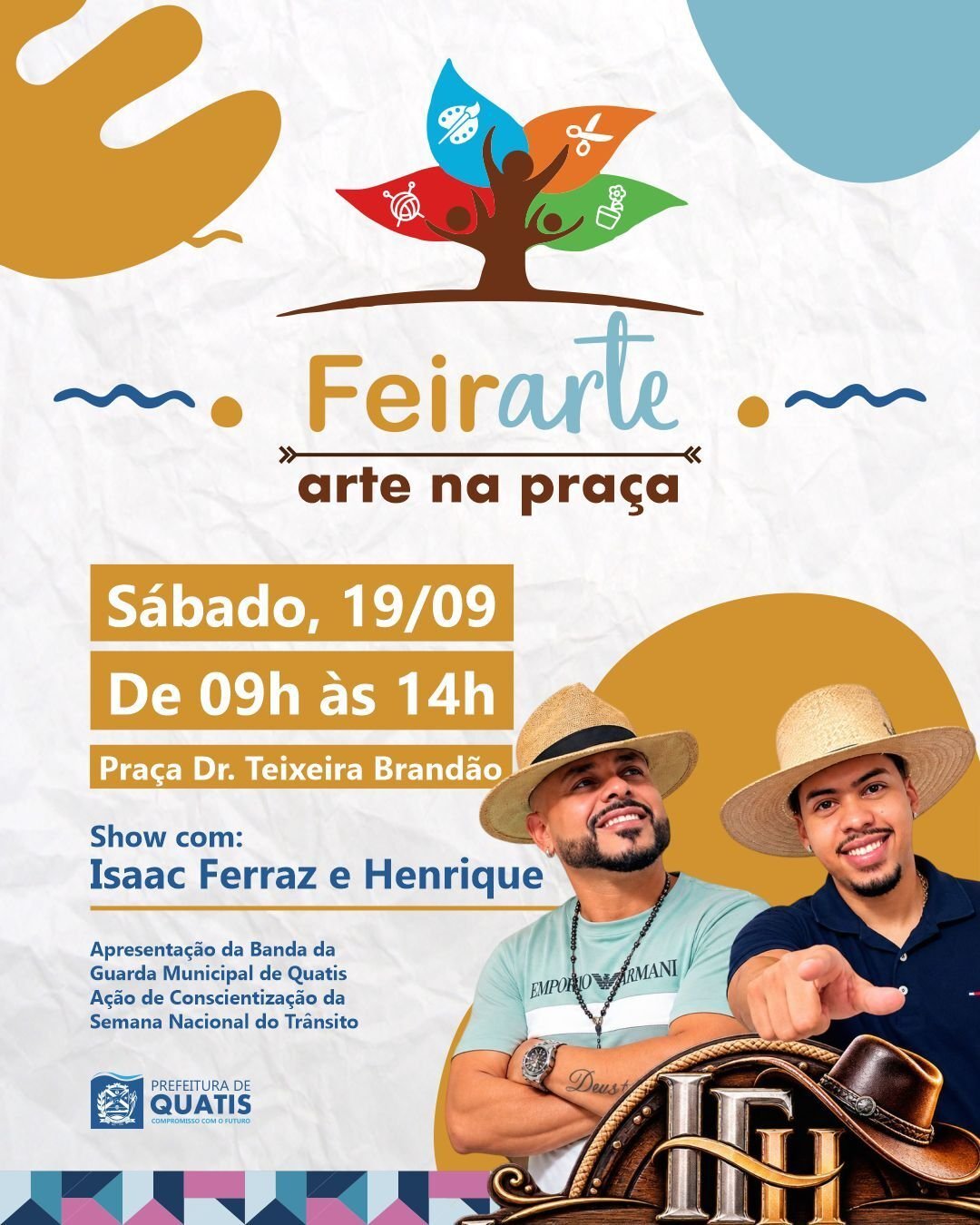 Quatis terá FeirArte gratuita com música e ação de conscientização no trânsito