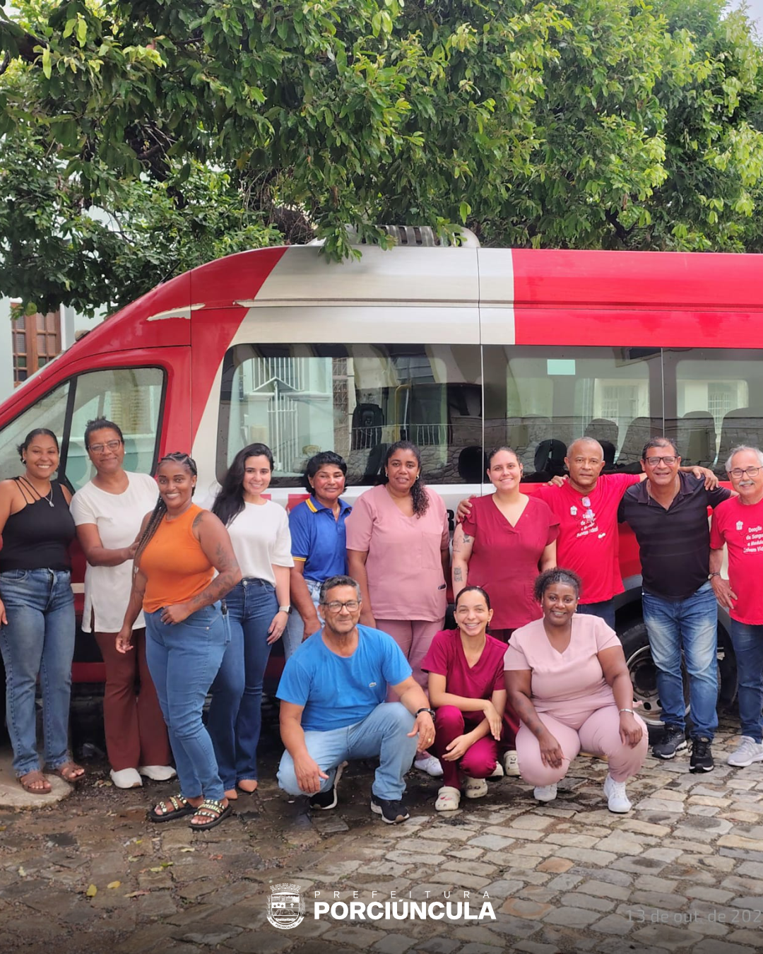 Porciúncula recebe doadores de sangue em unidade móvel na Praça da Matriz