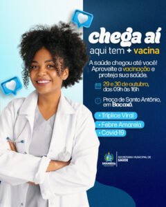 Saquarema terá vacinação na Praça de Santo Antônio nos dias 29 e 30 de outubro