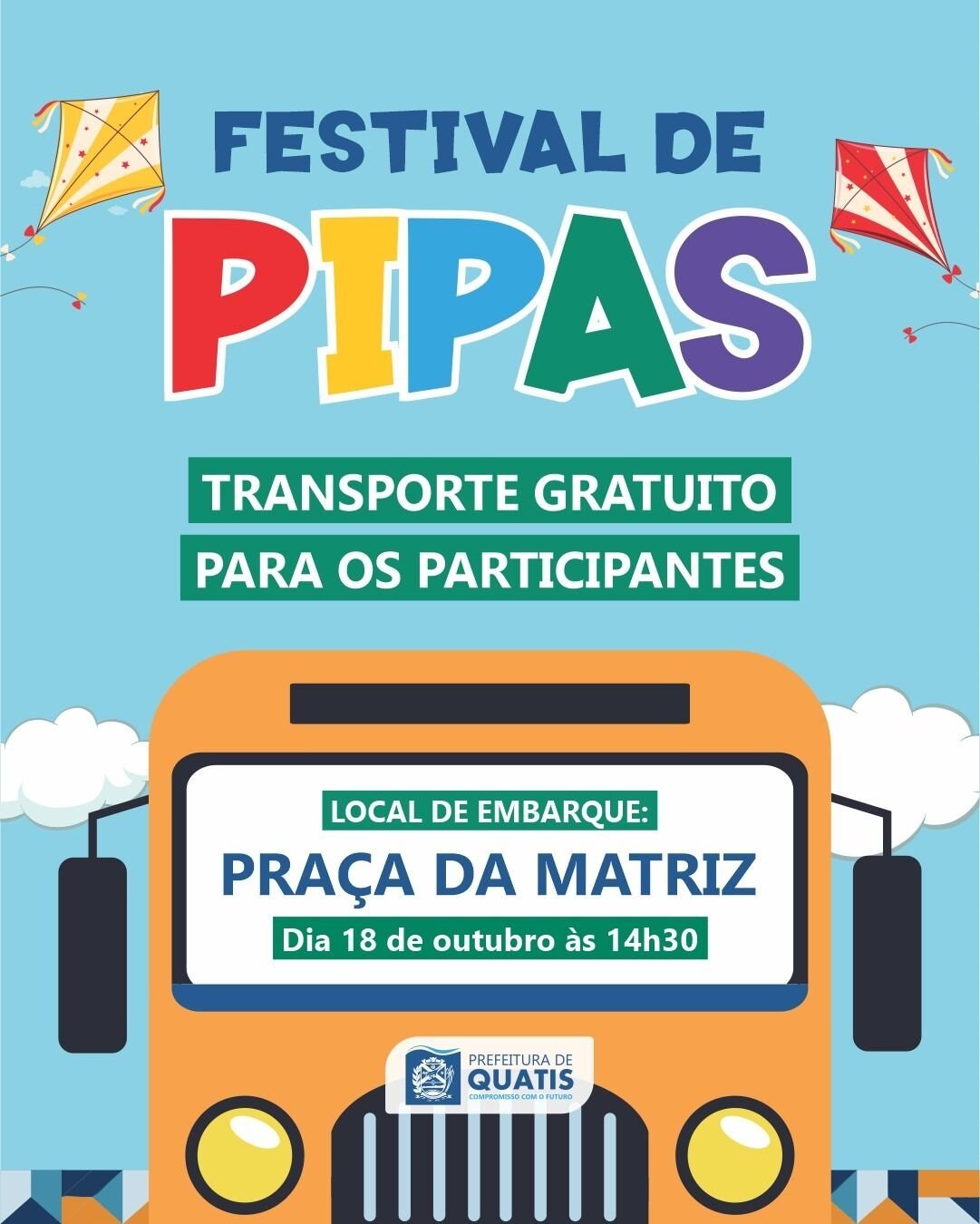 Quatis terá transporte gratuito para o 2º Festival de Pipas neste domingo