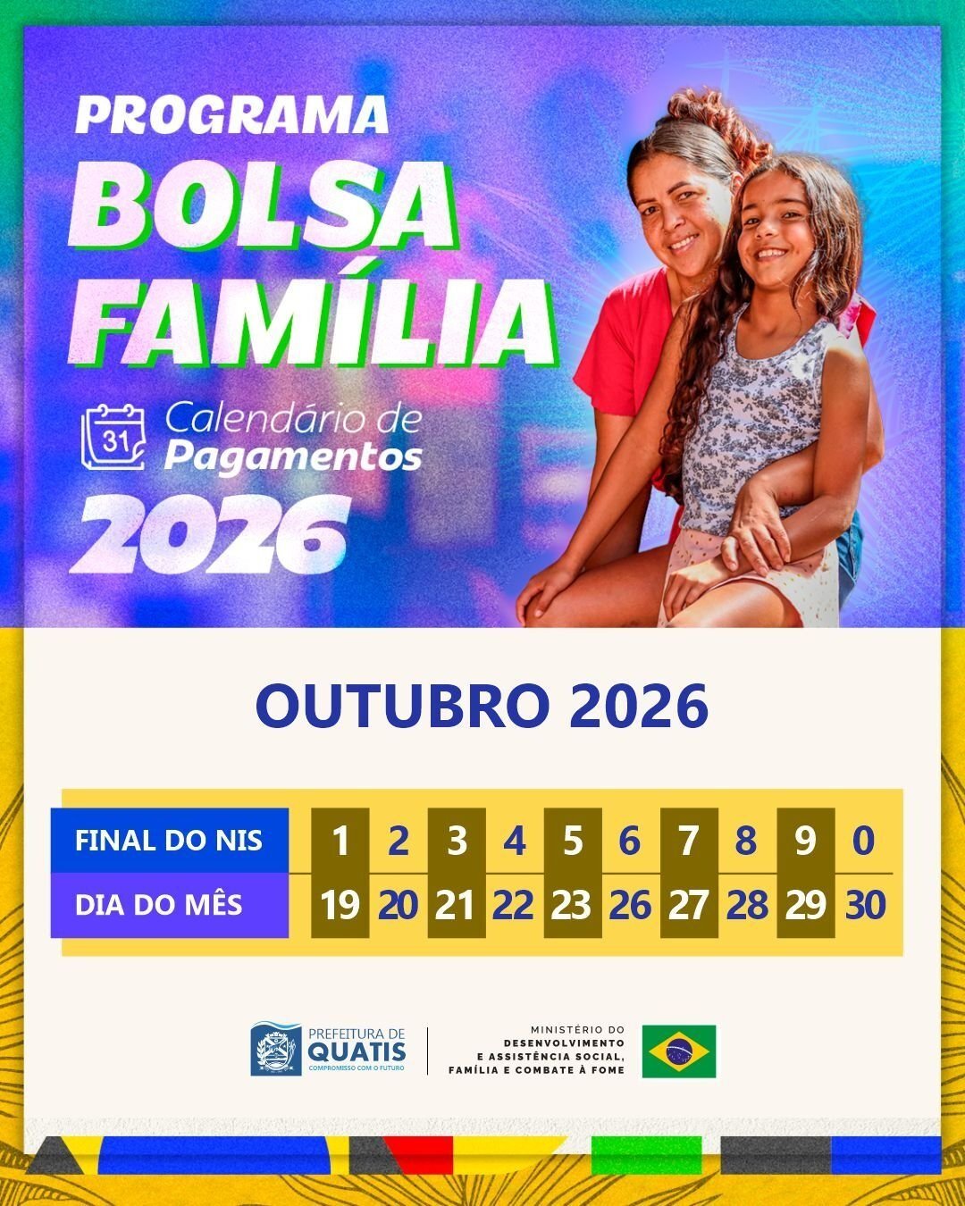 Bolsa Família em Quatis: pagamentos de outubro começam no dia 19; confira o calendário