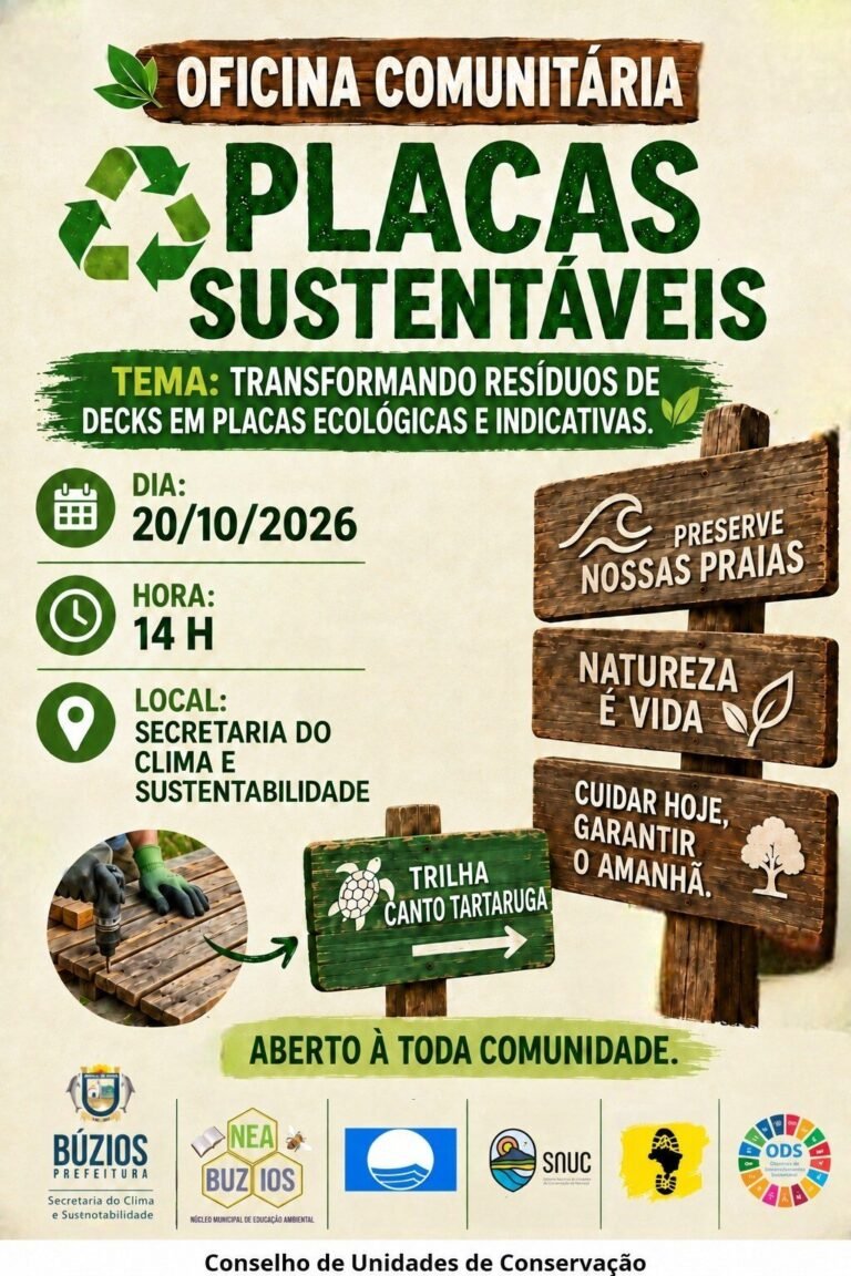 Búzios abre à comunidade oficina de placas feitas com resíduos de decks